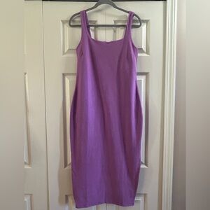 Beyond Yoga Dress Women’s Size L Purple Sleeveless Midi Square Neck Activewear